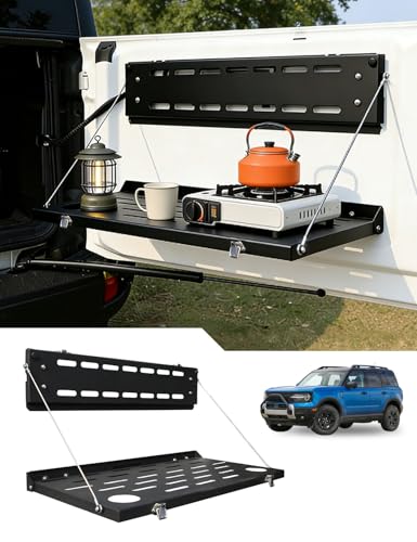BOKE YOUNG Tailgate Table Compatible with Ford Bronco 2/4 Door 2021-2025 Bronco Accessories Rear Door Foldable Single-layer Cargo Shelf Camping Storage Shelf Molle Panel