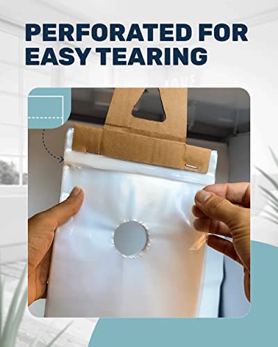 TidyFriend Plastic Door Hanger Bags 6” x 12” (100 Pack), Clear Door Hanger Bags Protects Flyers, Brochures, Notices, Printed Materials - Waterproof and Secure Door Knob Hanger Bag for Outdoor Use