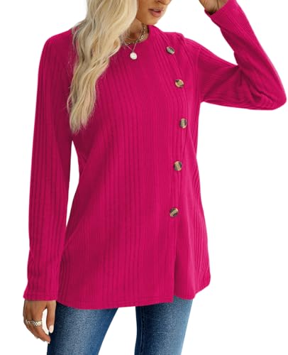 Image of XIEERDUO Long Sleeve Tops for Women Tunics Buttons Front Slit