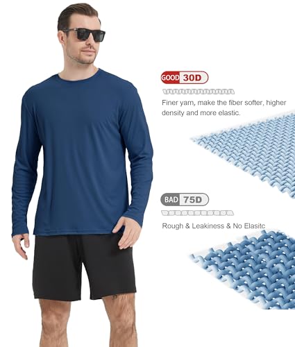 4 Pack Men's UPF 50+ Rash Guard Swim Fishing Sun Shirts, Long Sleeve SPF UV Sun Protection Shirts for Men3