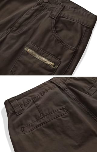 AKARMY Cargo Pants for Men Casual Outdoor Cotton Hiking Y2K Work Pants with Multi Pockets 8612 Brown 324