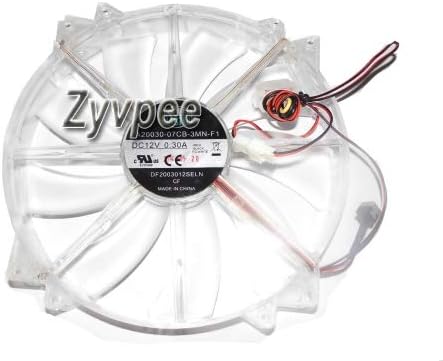 Zyvpee® MegaFlow 200 - Sleeve Bearing 200mm LED Silent Fan for Computer Cases A20030-07CB-3MN-F1 DF2002012SELN 12V 0.3A Cooling Fan (with Blue LED)