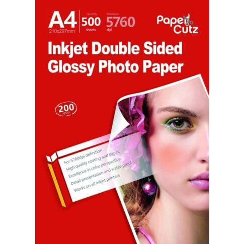 Papercutz Inkjet Printer Photo Paper, Double Side Gloss, Versatile Printer Papers, Printing Paper, Universal Inkjet Printer Friendly, Photo Printer Papers (A4-200 GSM, 500 Sheets)