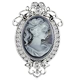 Amosfun Broche vintage en forme de camée pour femme avec strass et cristaux...