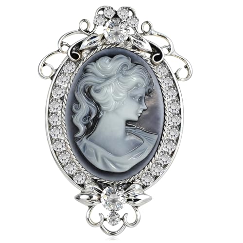 GALPADA Vintage Brooch Beauty Portrait Breastpin with Rhinestone Inlay Alloy Cameo Pin Jewelry for Women Lapel Accessory for Weddings Parties Proms Mother S Day by GALPADA - Used condition - US$7.65