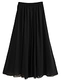 Handwäsche CoutureBridal® Damen Maxirock Sommerrock Chiffon Rock Normallack Langrock 12 Farben Schwarz 90CM