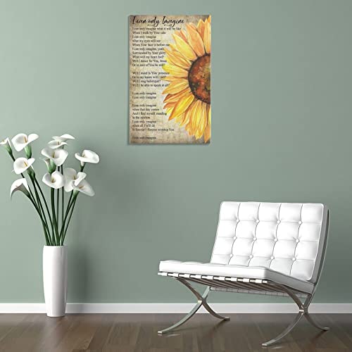 Music Posters Floral Wall Art I Can Only Imagine Lyrics And Sunflowers Office Home Concert Hall Deco Canvas Posters Prints Picture For Living Room Bedroom Office Kitchen Decor 08X12Inch(20X30Cm) Fram #TOP4