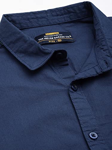 Image of The Indian Garage Co Men Slim Fit Solid Full Sleeves Cutaway Collar Casual Shirt