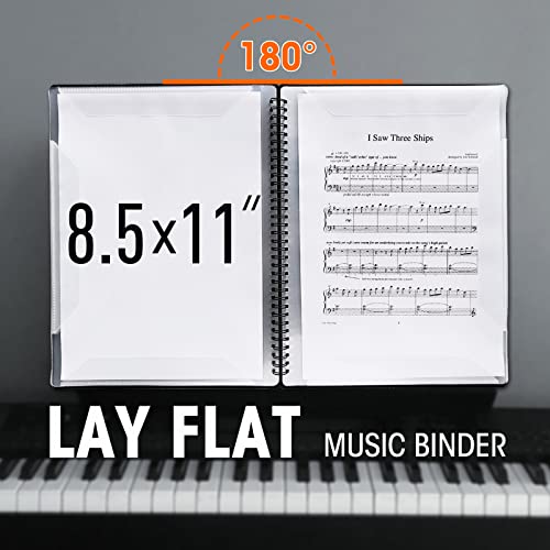 Velkpro Sheet Music Folder -20 Sleeves Display 40 Pages Music Binder Holder, Spiral Binder Organizer For Music Stand -Fits Letter Size 8.5 X 11 Inch For Music Stand, Drawing, Modifying Files Storing #TOP7