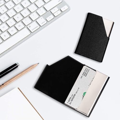 Slim Business Card Holder, PU Leather Credit Card Case for Men and Women, Durable Metal Card Wallet3