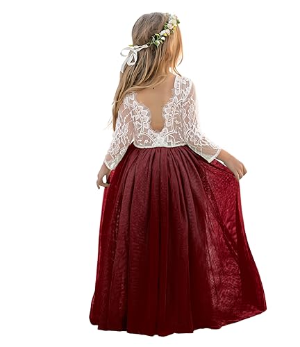 Flower Girl Dress Long Sleeve First Communion Dress Lace/Tulle Toddler Dresses for Wedding Bridesmaid Garden Party2