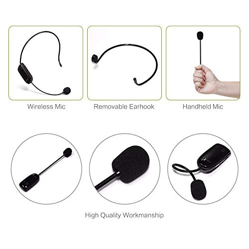 UHF Wireless Microphone Headset Super-powerful Wall-through Headset mic with 2 in 1 Handheld, Stable Wireless Transmitter for Voice Amplifier, PC,Speaker, Compatible with All AUX Audio Device,Stage - Thumbnail 3
