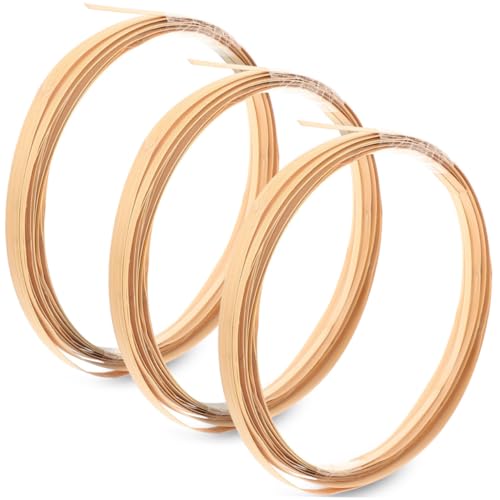 Gatuida 3 Rollen Bambus Flechtstreifen 9, Flach Langlebig zum Korbflechten Selbstgemacht Handwerksmaterial für Möbelreparatur und Bastelkörbe