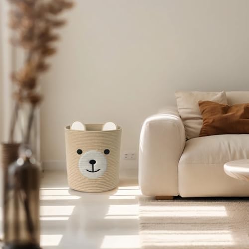 Bear Basket for Nursery, Baby Baskets for Storage, Baby Shower Baskets, Laundry Basket, Storage Hamper for Children Kids Toy Plant Indoor Corner (Brown) - Image 5