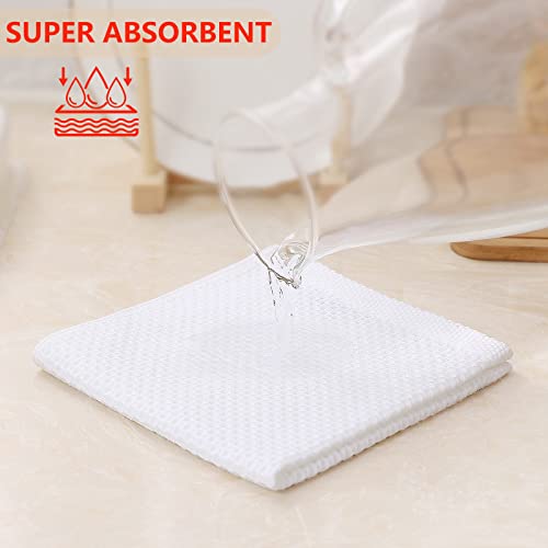 Kitinjoy 100% Cotton Kitchen Dish Cloths, 6 Pack Waffle Weave Dish Towels Ultra Soft Absorbent Quick Drying Dish Rags, 12 X 12Inch, White #TOP2