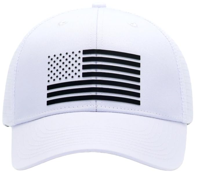 Image of American Flag Trucker Hats, Patriotic Baseball Cap for Men, Adjustable Breathable Mesh Snapback, Fits OSFM & XXL Head