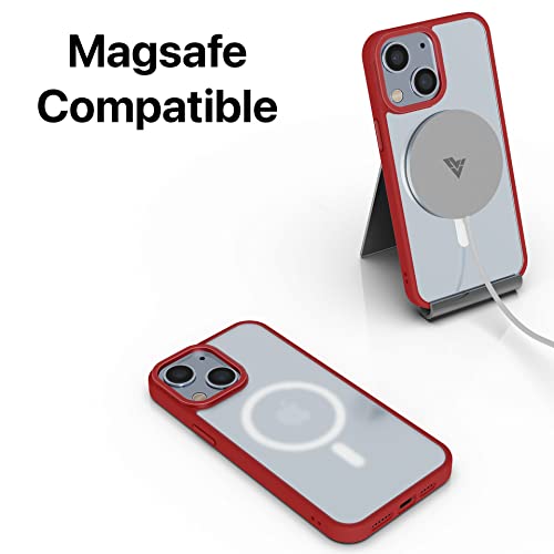 Image of Vaku Luxos Trans Armor MagPro for iPhone 14 Cover Case, 6 Feet Drop, Metal Ring Camera Protection, Shockproof, Scratch Resistant, Slim, Compatible with MagSafe Back Cover - Red