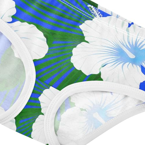 White Hibiscus Flowers Leaves Blue Girls Underwear Toddlers 2t Cotton Girl Panties Cute Artistic Kids Briefs Undies4