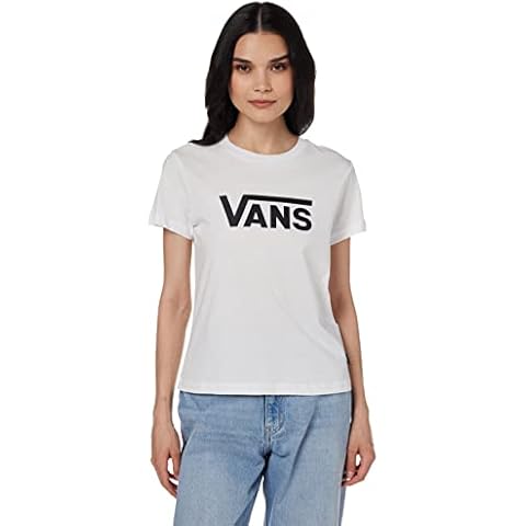 Vans Women's Drop V Crew T-Shirt in White-Black Cover