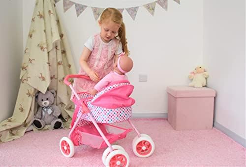 KOOKAMUNGA KIDS Baby Doll Stroller Reversible | Forward & Backward Facing Pram | Removable Bassinet & Bed | Retractable Canopy | Storage Basket | Changing Bag | For Dolls up to 18 (Pink Unicorn)
