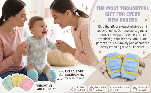 Image of Vin Baby Knee Elbow Hand Leg Protector Pads for Crawling Adjustable Breathable Waterproof Safety Protector, Anti-Slip Elastic Knee Elbow Pads Soft Cushion for Babies, Toddlers, Infants, Boys, Girls, Kids ( 2 Pair,Multicolor)