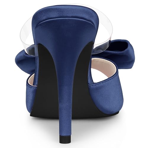 Allegra K Allegra K Women's Bow Sandal Stiletto Heels Mules Navy Blue Heel Sandals 8 M US