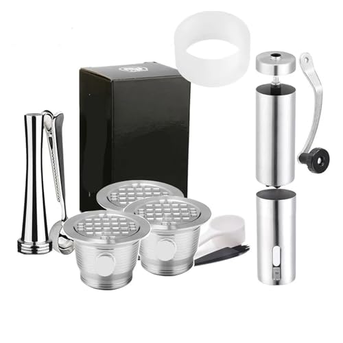 ネスプレッソ用詰め替え可能ステンレススチールコーヒーフィルターカプセル エスプレッソ再利用可能コーヒーカップポッド タンパースプーン付き(VIOLET/紫??)