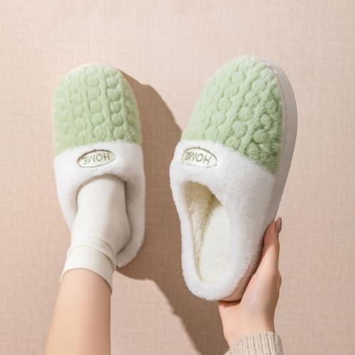 ZSpzx Women's Plush Cotton Slippers Stylish Winter Faux Fur Lining Comfy Non-Slip Home Slides Fashion Indoor Outdoor Warm Plush Cozy Anti-Slip Rubber Sole Bedroom Shoes2