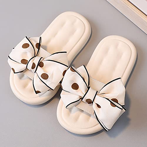 Unisex Kids Toddler Slippers Boys Girls Shoes Slides Slip On Bow Sandals Beach Pool Water Comfort (White, 9 Toddler)2