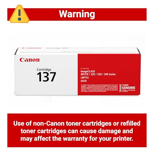 Image of Canon Genuine 137 Black Toner Cartridge Compatible with LBP151dw, MF210 Series, MF220 Series, MF230 Series, MF240 Series, D570