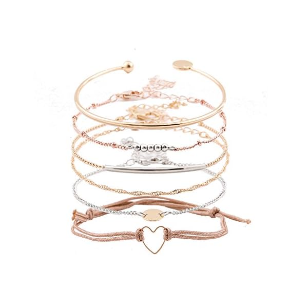 XOCARTIGE Charm Bracelets Set Bohemian Multiple Layered Beaded Bracelet for girls Delicate Chain Bracelet Bangle Cuff (Multicolor)