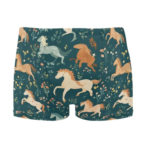 UMIRIKO Cute Horse Men Swim Brief Square Leg Swimsuit Swimwear Bathing Suits for Men M 202c0074