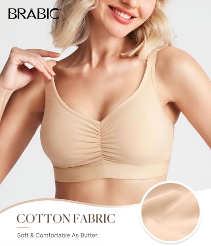 BRABIC Wireless Bras for Women Full Coverage Comfortable No Underwire Everyday Bras Comfort V Neck Push Up Bralettes2