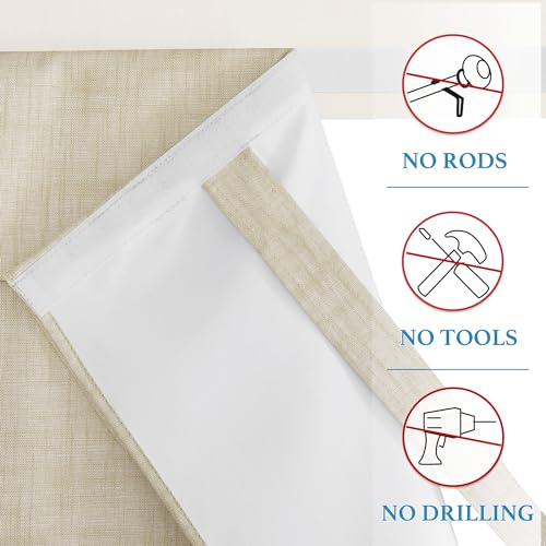RYB Home 100% Blackout Door Curtains for Classroom, Linen Textured Privacy Easy Blinds Shades for Nana Entrance Way Glass/French Door, W 26 x L 40 inches, Textured Taupe, 1 Panel