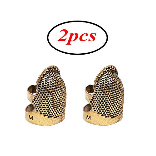 （2pcs）Sewing Thimble Finger Protector, Adjustable Finger Metal Shield Protector Pin Needles Sewing Quilting