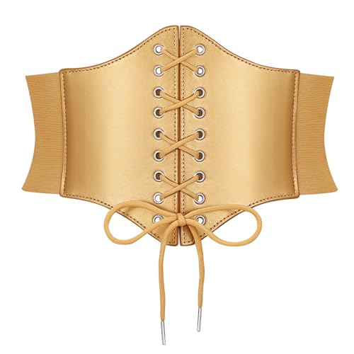 JASGOOD Womens Elastic Costume Waist Belt Lace-up Tied Waspie Halloween Corset Belts for Women