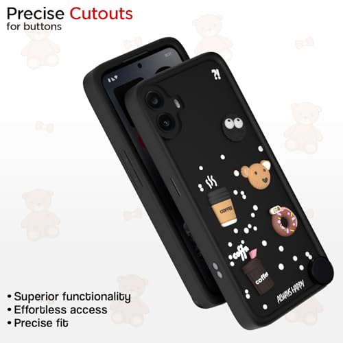 Image of Pikkme Back Cover for CMF by Nothing Phone 1 | Cute Fun Cartoon 3D Bear Silicone Full Body Protection Bumper Case (Black)