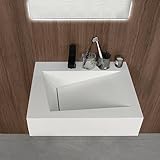 GESIPOR 24”x19 Floating Vanity Stone Resin Bathroom Sink Wall-Mounted Rectangular Vessel Sinks for Bathroom Sink Trough Modern Art Basin