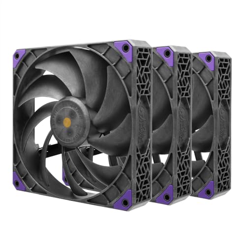 Image of Super Flower MEGACOOL 140mm Fan, 12-Pole Motor, PWM, Black /Grey, Computer Case Fan, Anti-Vibration Mounting Pads, SF-PF141-BK, 30mm Depth