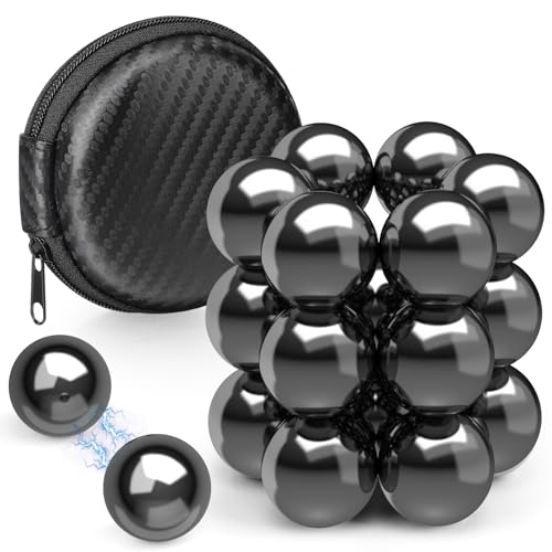 22PCS Round Magnetic Stones Fidget Toy Magnet Science Kit for Adults, Large Hematite Magnet Ball Desk Toy for Men Women, Whiteboard Locker Magnetic Rocks for Home Office, Age:15+