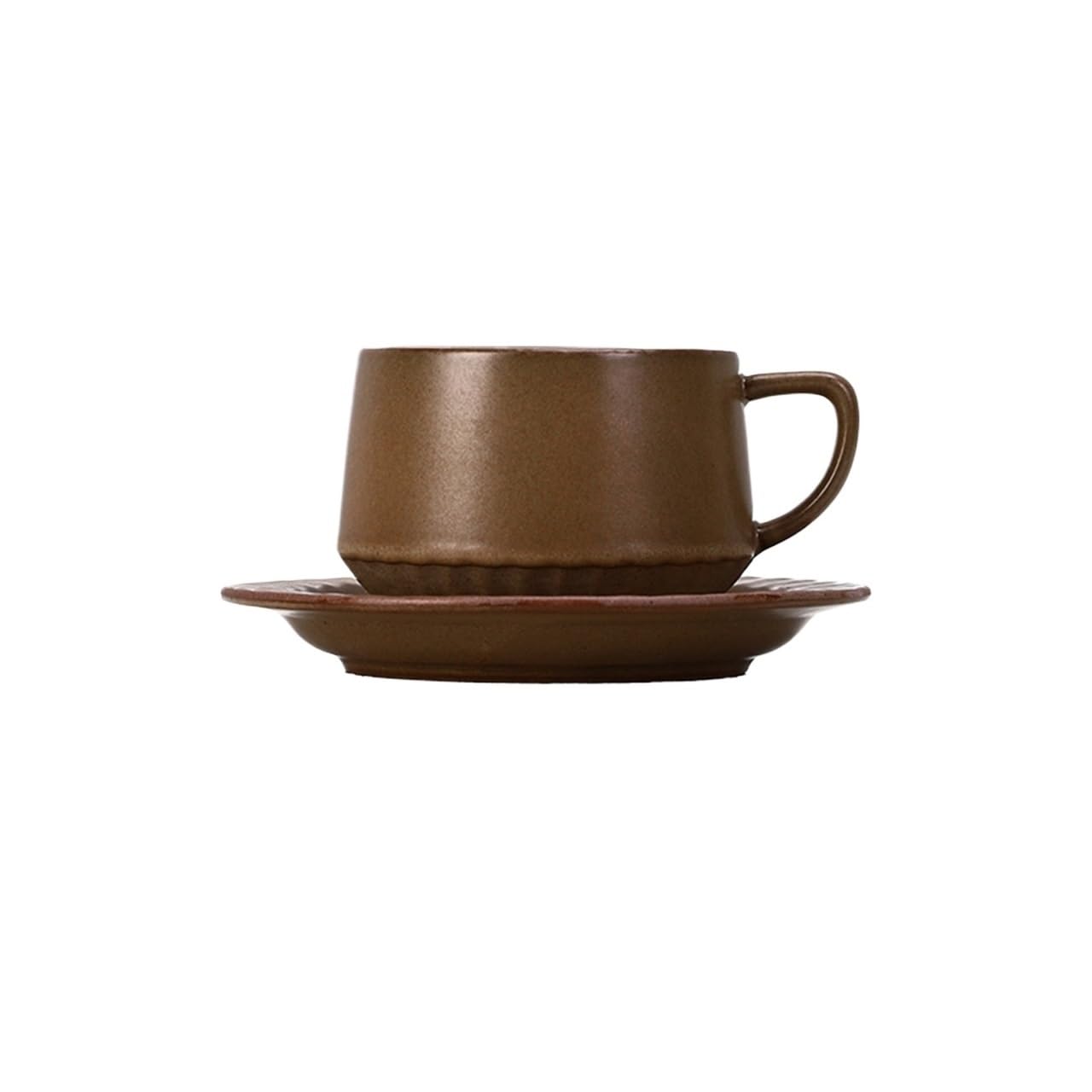 LIBANGRONG-888 Mugs Household Brown Coffee Cup Milk Breakfast Restaurant Ceramic Commercial Mug with Saucer Set Milk Tea Cup