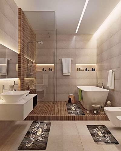 Vintage Kitchen Rug Sets 3 Piece Grunge Lettering Modern Coffee Time And Coffee Cup Retro Wood Farmhouse Floor Mats Washable Doormat Anti Fatigue Non-Slip Kitchen Runner Rugs Bedroom Area Carpet #TOP3