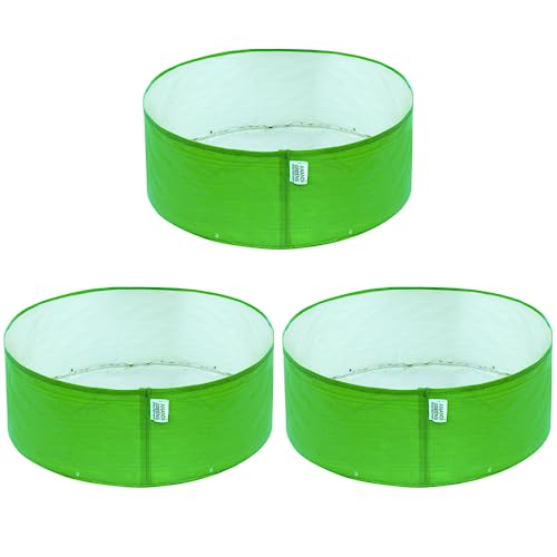Image of Anandi Green's Premium HDPE Uv Protected 220 GSM Round Shaped Green Colour Plants Grow Bags Suitable for Terrace and Vegetable Gardening (Pack of 3, 18X9 INCH)