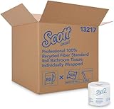 Behaniu with Scott Essential Professional 100% Recycled Fiber Bulk Toilet Paper for Business (13217), 506 Sheets/Roll (Packaging May Vary), 2-PLY Standard Rolls, 80 Rolls/Case, White