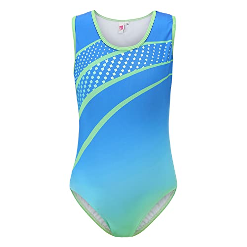 SEAUR - Turnanzug Kinder Trikot Gymnastik Klassisch Jungen Gymnastikanzug Ärmellos Trikotanzug Schweißableitend Atmungsaktiv 10-11 Jahre - Farbverlauf Blau