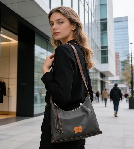 Image of myfriday Women PU Hobo Crossbody Bag, Coin Purse, 2 Straps Shoulder Purse | Anti-scratch PU, center divider, zipper pocket and coin pouch organize cosmetics, wallet and phone for commute or dates