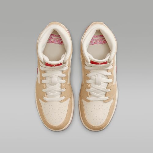 AIR JORDAN 1 MID SE (GS) "DESERT/FUSION RED-PALE IVORY"4