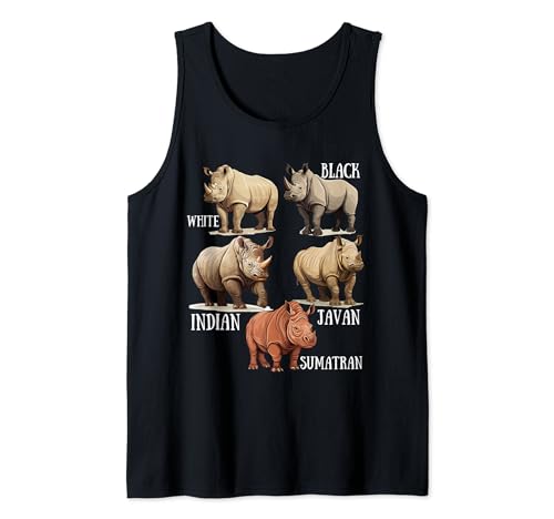Tipo di Rhinoceros Raccolta Razza, Bianco Nero Rinoceronte Amanti Canotta