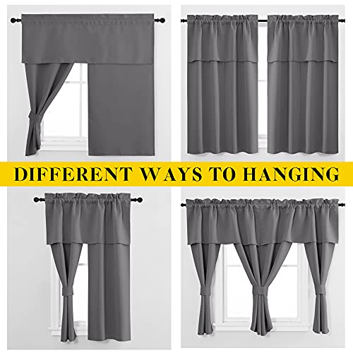 Nicetown Short Curtains Dark Gray Half Window Curtains With Attached Valance For Bedroom, Privacy Curtain Tiers For Living Room, Wide 52 X Long 63 Inches, Set Of 2 #TOP1