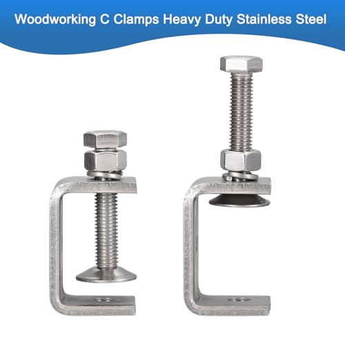 Awclub 4 Stück 304 Edelstahl C-Klemmen mit 45 mm stabiler, breiter Backenöffnung, Tiger-Klemme für Holzbearbeitung, Schweißen, Bau, Haushaltshalterung